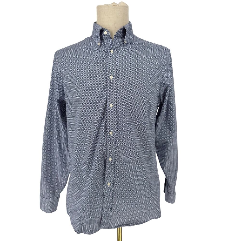 Jos A Bank Geometric Plaid Shirt Men’s 15.5 Tailored Fit Stretch Non-Iron